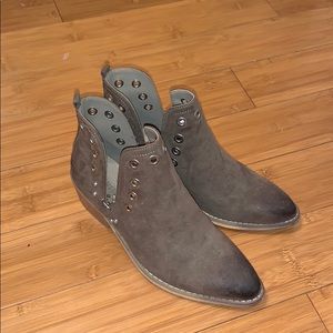 Tan booties with eyelet design NWOT